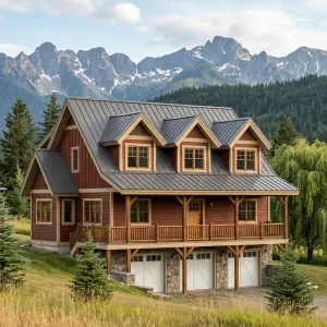 Rustic Gabled Homestead Below Sawtooth Range