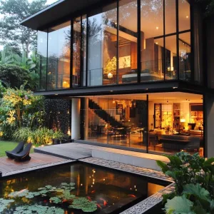 Wide-open Glass Walls Facing a Serene Garden