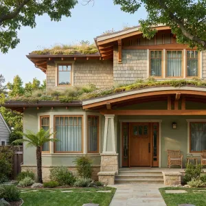 Craftsman Porch Home With Green Crown