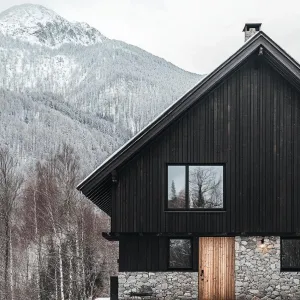 Snowy Chalet Whimsy: Black and Stone Retreat