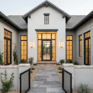 Bright Courtyard Entry With Framed Views