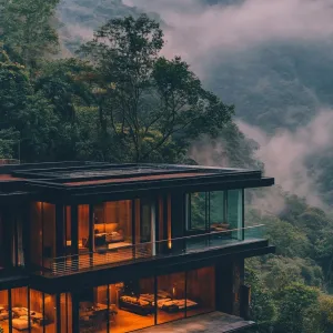 Black House: Modern Haven Amidst Misty Mountains