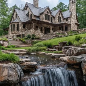 Majestic Mountain Mansion Boasting Natural Stone Grandeur