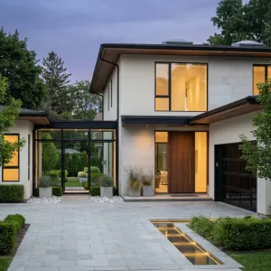 Glass Courtyard Haven With Framed Breezeway