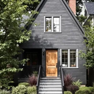 Whimsical Ebony A-Frame Nestled Among Verdant Ferns