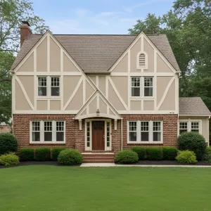 Cross-Gable Tudor With Brick Band