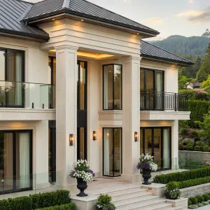 Soft Stone Terrace With Framed Views