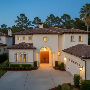 Moonlit Stucco Lantern Villa
