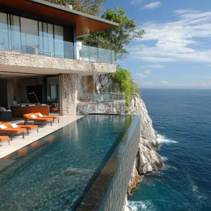 Glass-walled Cantilevered House With Infinity Pool