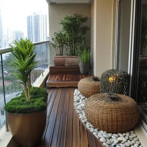 Zen-inspired Balcony With a Mini Garden