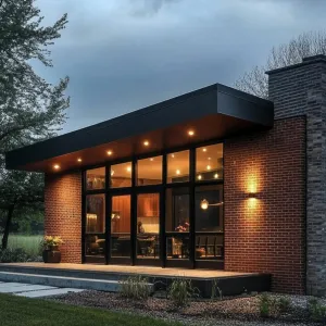 Brick Veneer With Modern Blackened Steel Accents