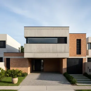 Concrete Ribbon Over Brick Courtyard