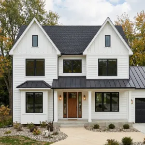 Welcoming Twin Gable Retreat With Contrast