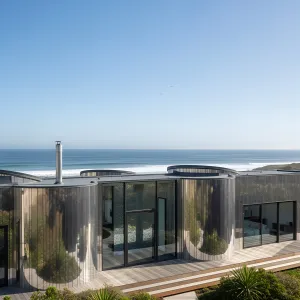Shiny Reflection Haven: The Seaside Mirror House