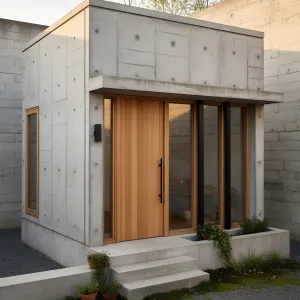 Warm-Lined Concrete Courtyard Cube