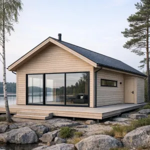 Waterfront Blonde-Timber Cabin Retreat