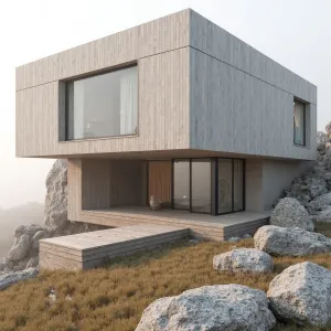 Suspended Serenity: House on a Rocky Canvas