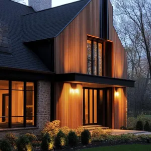Vertical Wood Slats With Integrated Lighting