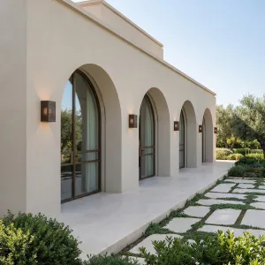 Minimalist Courtyard Wing With Monumental Arches