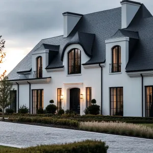 Elegant French Mansion Under Moody Skies