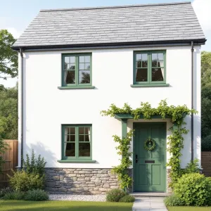Charming Ivy-Clad Cottage with Green Trim