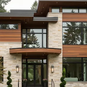 Architectural Oasis in Wood and Stone