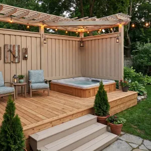 Stringlight Pergola Cedar Spa Corner