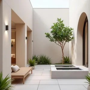 Minimalist Courtyard with Tranquil Tree