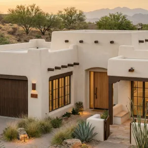 Twilight Saguaro Adobe Garden House