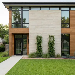 Linear Limestone Modern Garden Front