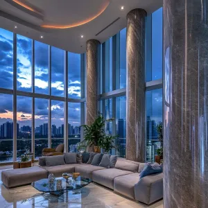 Skyward Opulence: Living Room Edition