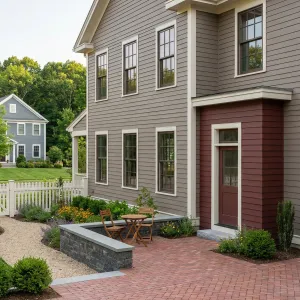 Brick Patio Nook Beside Garden Gate