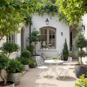 Quaint Patio Symphony Amidst Emerald Leaves