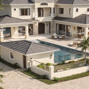 Sunlit Courtyard Poolside Estate