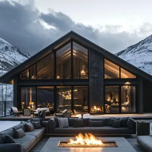 Mountain Dream House With Fiery Warmth
