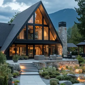 Gleaming Glass Retreat In The Mountains