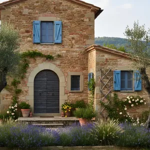 Azure-Shuttered Stone Garden Casale