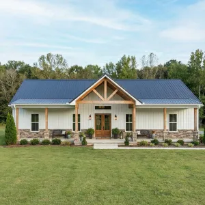 Blue Roof Timber Porch Farmstead