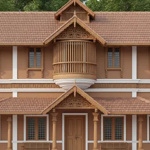 Kerala Courtyard Home With Carved Jharokha