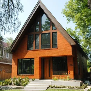 Preview of Bold Auburn A-Frame Amidst Verdant Views