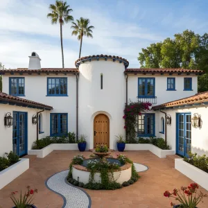 Round-Tower Entry With Cobalt Accents