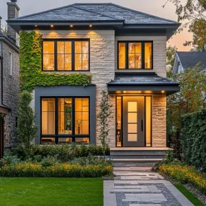 Stylish Stone Villa with Artful Entryway