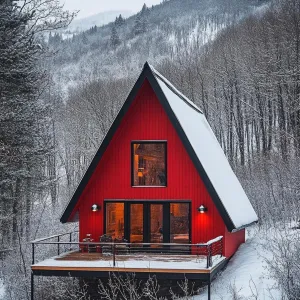 Scarlet Pyramid in the Snowy Pines