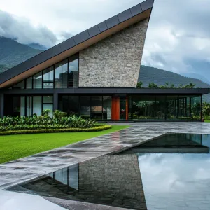 Triangular Jewel House by the Reflective Pool