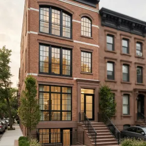 Contemporary Brownstone With Framed Grid Windows