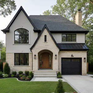 Arched Oak Door, Inked Rooflines