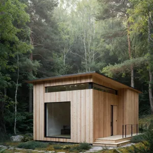 Minimal Timber Studio In Deep Woods
