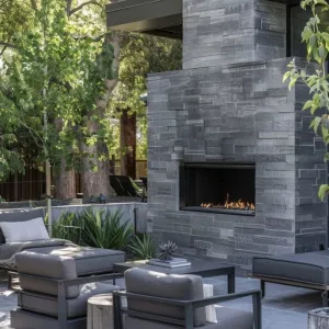 Grey Stone Fireplace