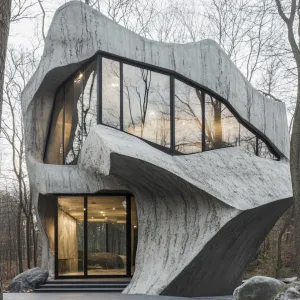 Curvy Concrete Castle in the Woods