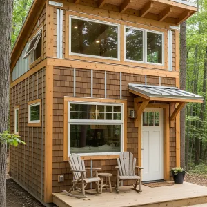 Tiny Timber Terrace With a Porch Bless